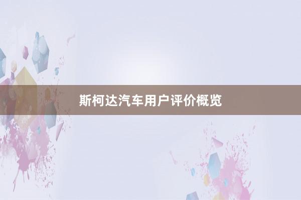 斯柯达汽车用户评价概览